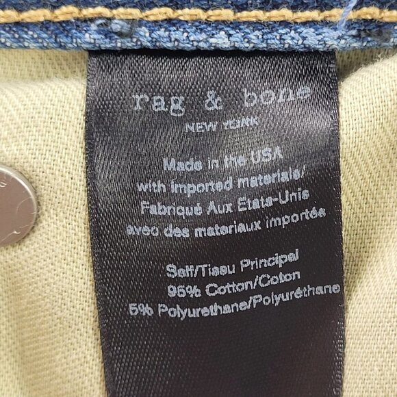 Rag & Bone Woman’s Blue medium wash high waisted skinny jeans size 26 raw hem - Picture 10 of 12